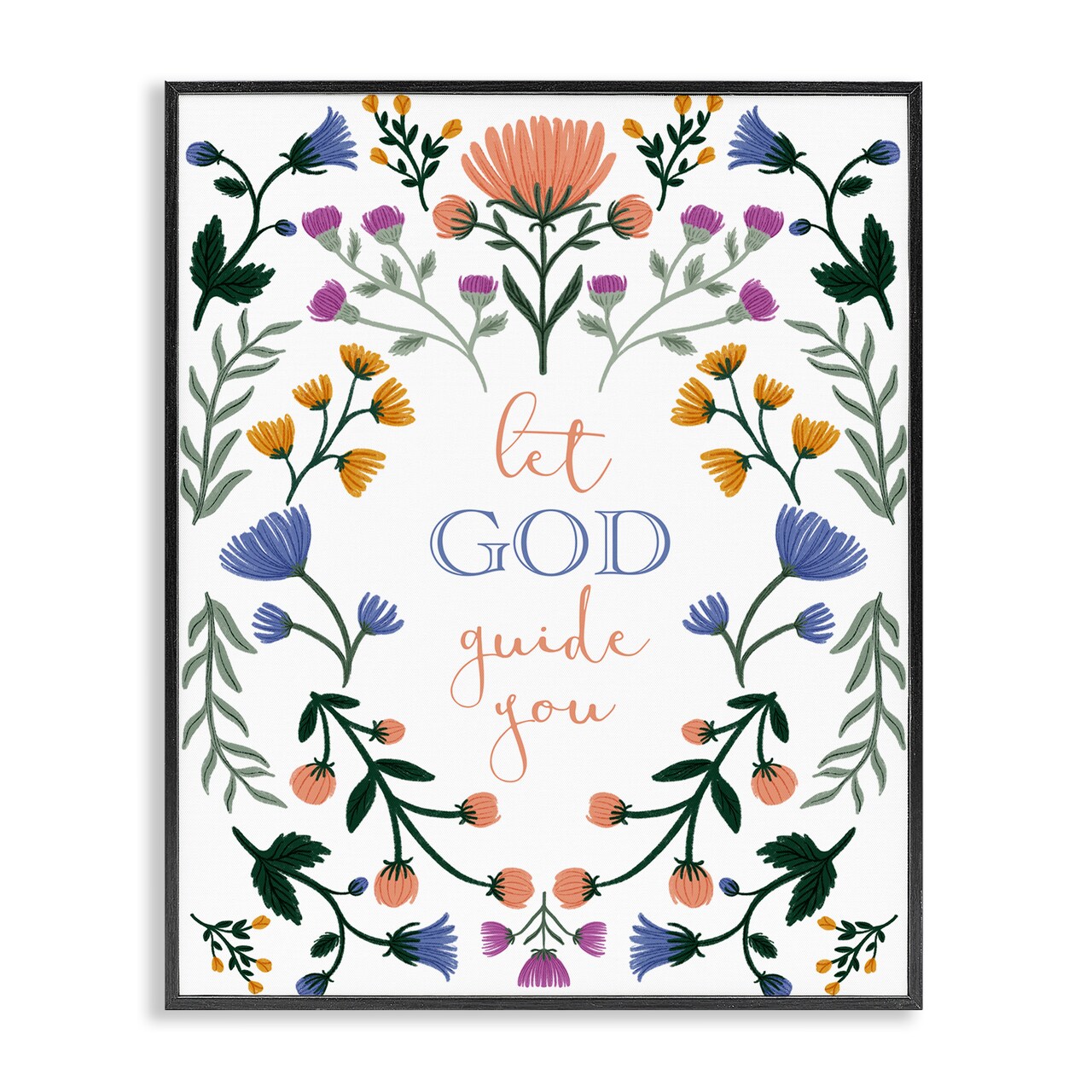 Stupell Industries Floral Let God Guide You Framed Giclee Design by Angel Nicole